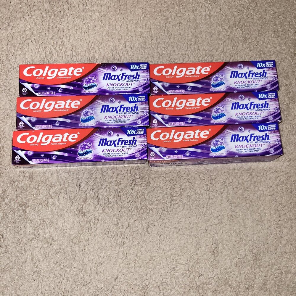 Colgate Max Fresh w/ Whitening Knockout Toothpaste 6.3oz (6) Total New Unopened